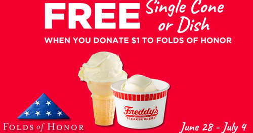 Free Single Cone or Dish at Freddy’s with $1.00 Donation